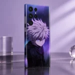 Purple Rain Anime Mobile Skin with lavender-haired character, shown at an angle in a lavender studio