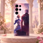 Saber and Archer Fate mobile skin in a rose archway hero photograph