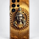 Shiv Art mobile skin with silver Shiva portrait and golden mandala - mandala detail