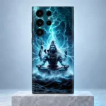 Shiva Art mobile skin with blue lightning and meditation artwork - cool stone hero