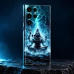 Shiva Art mobile skin with blue lightning and meditation artwork - electric studio