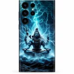 Shiva Art mobile skin with blue lightning and meditation artwork - shiva artwork detail