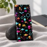 Space Force Mobile Skin with colorful pixel alien and spaceship pattern in a daylight fabric editorial photograph