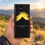 Stay Inspired Mountain Quote Mobile Skin shown in mountain trail handheld view