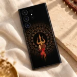 Trishul Damru gold mandala mobile skin on cream linen and sandstone