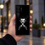 Vendetta Mask Mobile Skin shown in urban handheld view