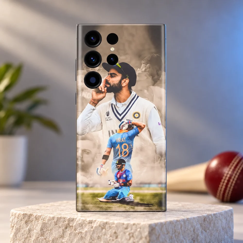 Virat Kohli cricket photo montage mobile skin - stone studio hero