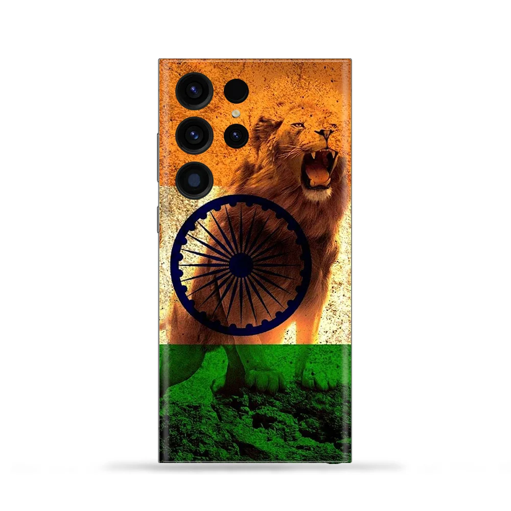 Lion With Indian Flag Mobile Skin