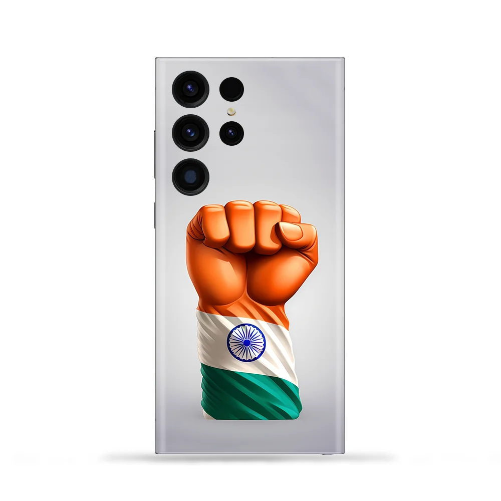India Flag Painted On A Clenched Fist Mobile Skin