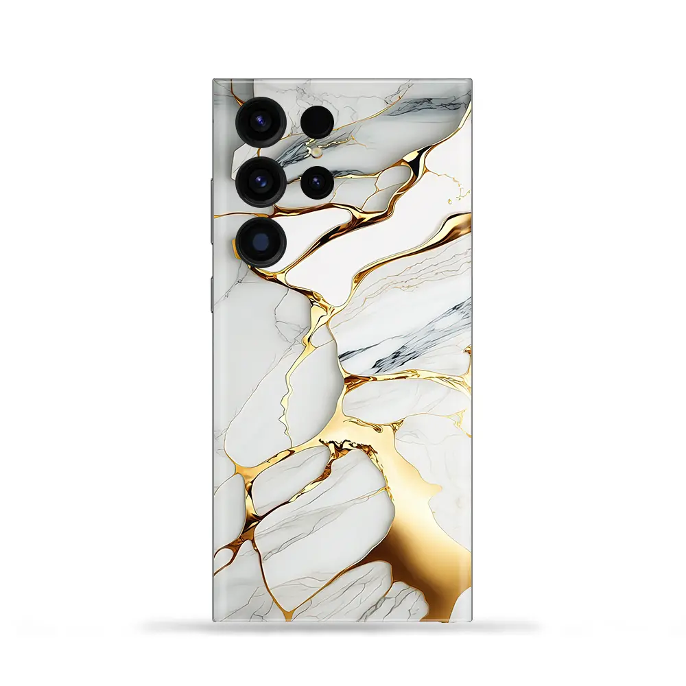 White and Golden Marble Mobile Skin