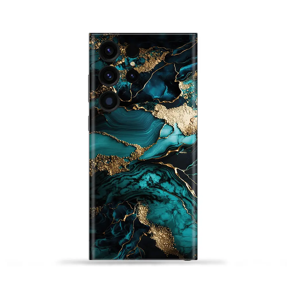 Gold And Turquoise Marble Mobile Skin