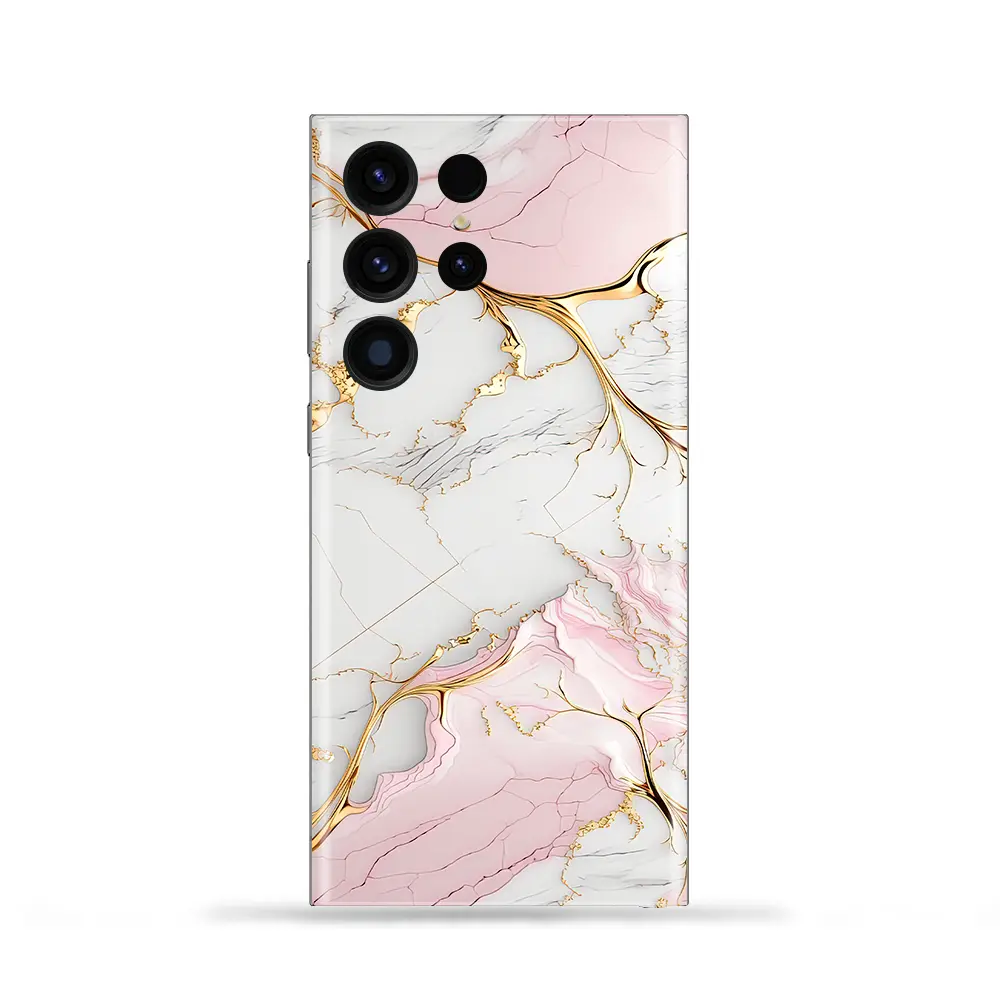 Pink And White Marble Mobile Skin