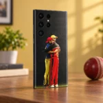 Dhoni and Virat Kohli embrace mobile skin in walnut table angle setting