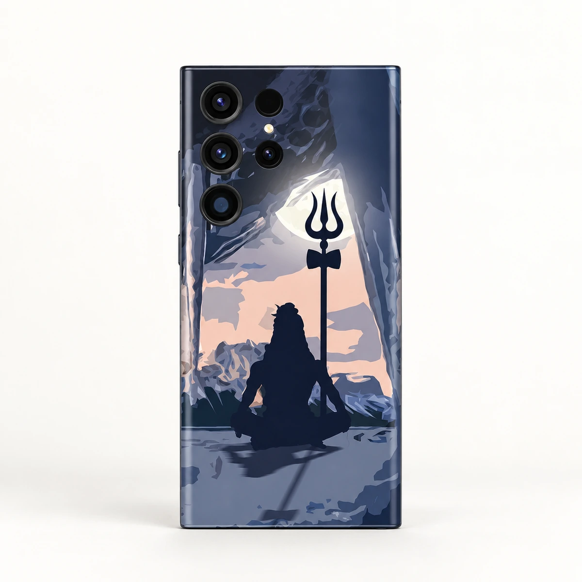 Mahadev Cave Meditation Mobile Skin - Meditation detail Close view of Shiva meditation silhouette and tall trishul cave mobile skin artwork