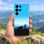 Mahadev with Nandi mobile skin held at a bright mountain overlook