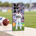 MS Dhoni wicketkeeper photo mobile skin in white Test cricket uniform, outfield angle