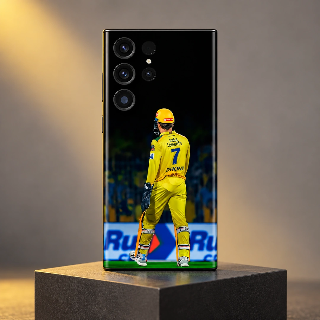 MS Dhoni Yellow Jersey Photo Mobile Skin - Golden Studio Hero MS Dhoni yellow jersey photo mobile skin - golden studio hero