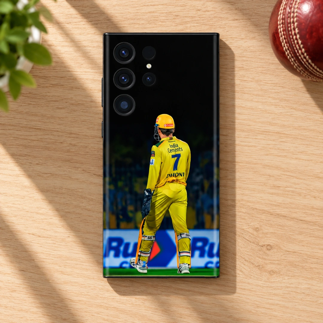 MS Dhoni Yellow Jersey Photo Mobile Skin - Cricket Ball Flat Lay MS Dhoni yellow jersey photo mobile skin - cricket ball flat lay