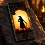 Shivaji Maharaj sunrise silhouette mobile skin – silhouette artwork detail