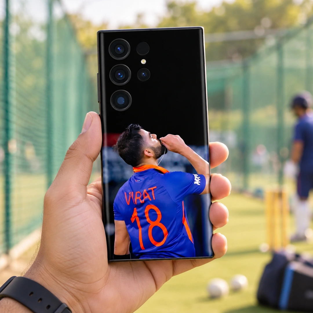 Virat Kohli Blue Jersey 18 Photo Mobile Skin - Cricket Nets Lifestyle Virat Kohli blue jersey 18 photo mobile skin - cricket nets lifestyle