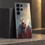 Angled view of the King Is Here Kohli mobile skin