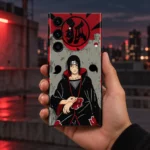 Itachi Uchiha red black and grey mobile skin, urban handheld view