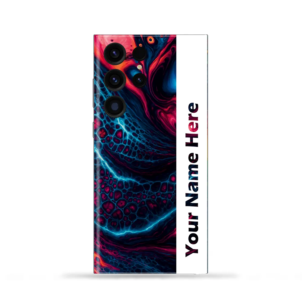 Neon Abstract Customized Name Mobile Skin
