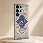 Isfahan Elegance Custom Name Mobile Skin shown in angled view with Persian floral artwork and personalised name