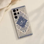 Isfahan Elegance Custom Name Mobile Skin shown in flat lay with Persian floral artwork and personalised name