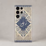 Isfahan Elegance Custom Name Mobile Skin shown in rear view with Persian floral artwork and personalised name