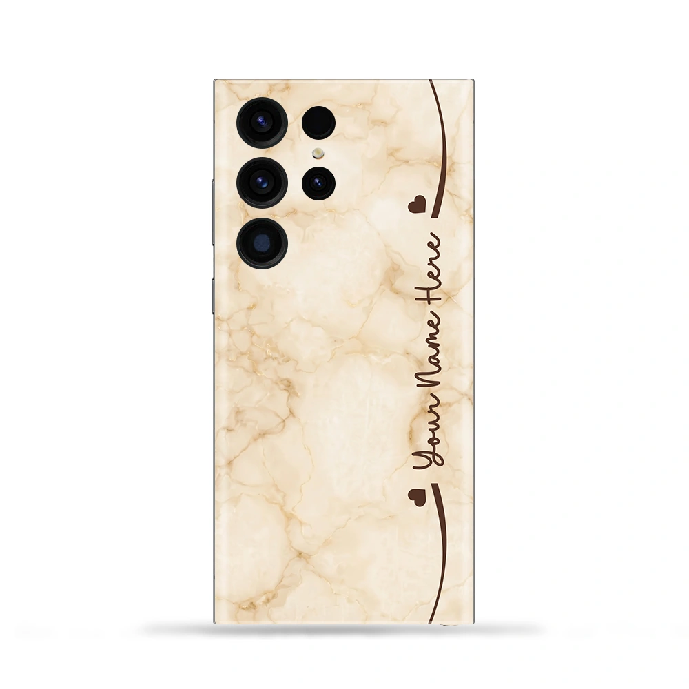 Cream Marble Custom Name Mobile Skin