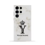 Royal White Marble Custom Name Mobile Skin