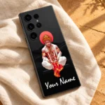 Hanumanji custom name mobile skin with white and red artwork on ivory linen
