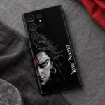 Mahadev custom name black mobile skin on grey slate and charcoal linen
