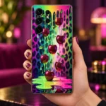 Neon Cherries Mobile Skin in-hand lifestyle view