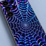 Neon Spider Web Mobile Skin artwork close-up