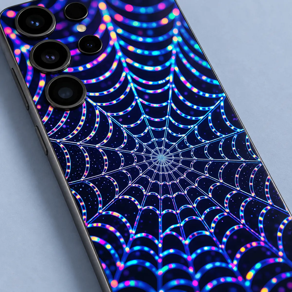 Neon Spider Web Mobile Skin – artwork close-up Neon Spider Web Mobile Skin artwork close-up