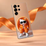 Orange Streetwear Cat Mobile Skin styled product view