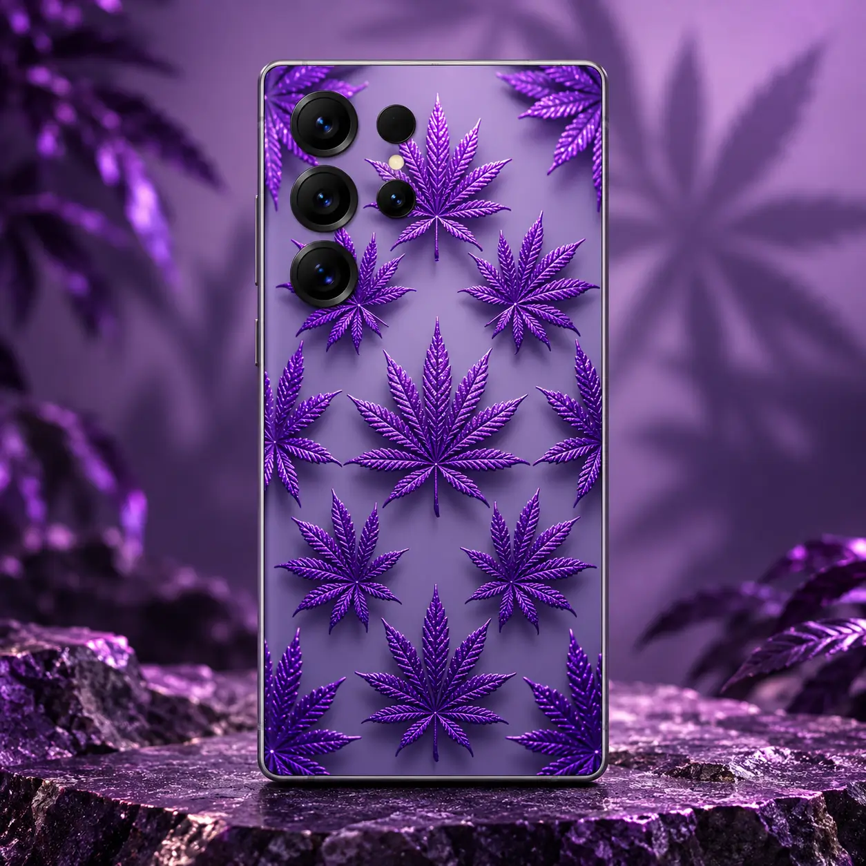 Purple Leaf Pattern Mobile Skin – front view Purple Leaf Pattern Mobile Skin front view